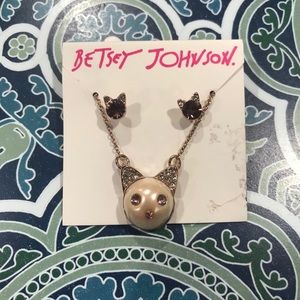 Betsey Johnson Cat Necklace and Earrings